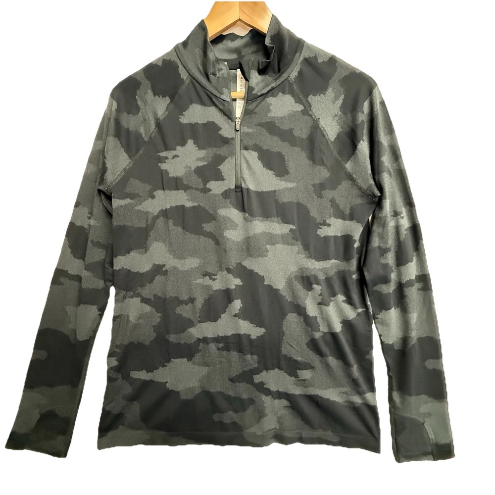 Athleta Momentum 1/2 Zip Camo Pullover Womens Large Gray Athletic‎ Running Top